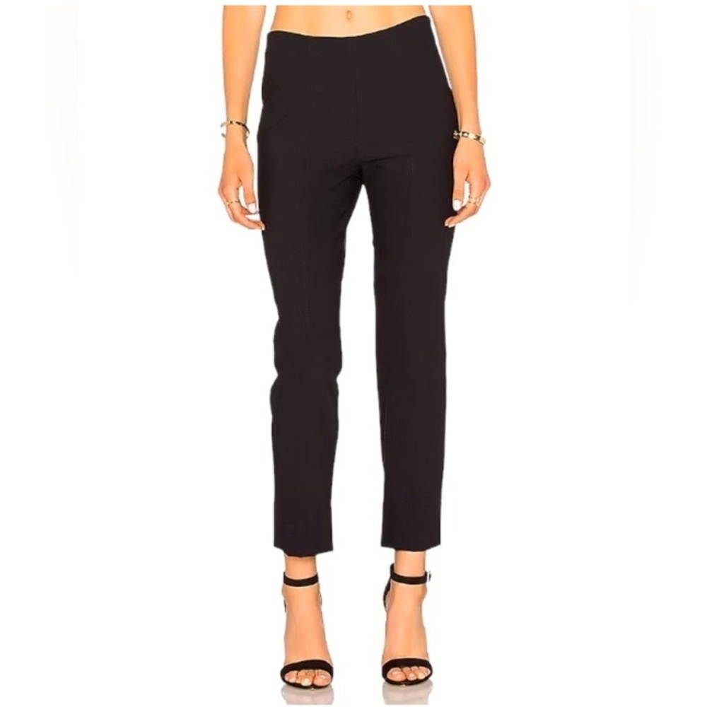 Vince Slim Straight Pant with Side Zip Back Slit Detail Black Size Small